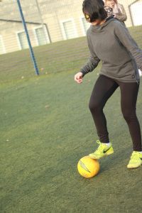 A Bournemouth University student controls the ball during a taster session.