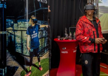 Player trying out VR football software by Beyond Sports