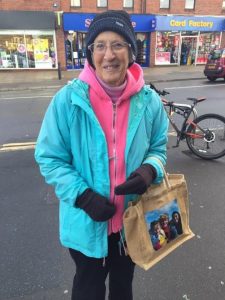 Old woman pictured stabnding in winton high street