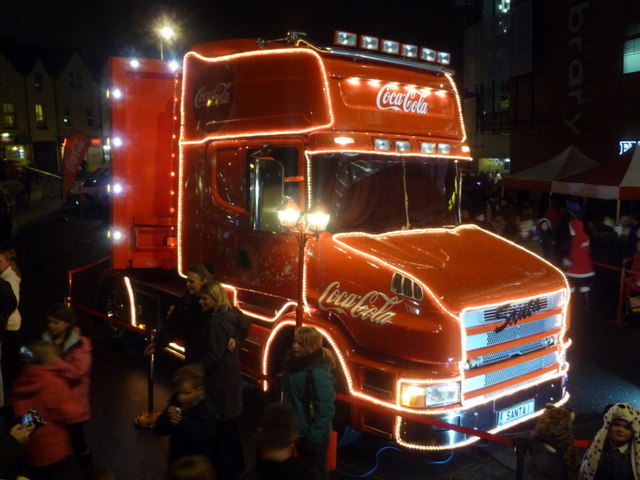 The Coca Cola truck in Bournemouth town center