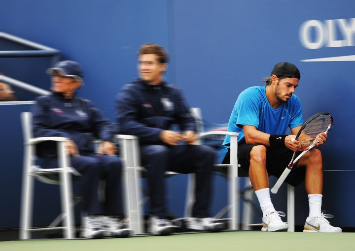 Daniel Kollerer at the US Open in 2009. Original photo credit: Stan Honda. Edited by Liam Grace.