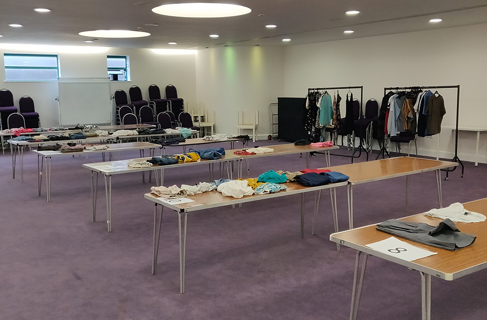 Clothing available to swap at the swap shop.