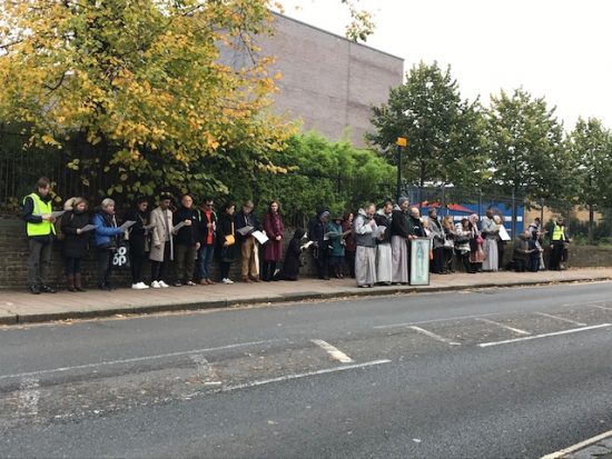 Photo of protesters outside abortion clinic in Streatham
