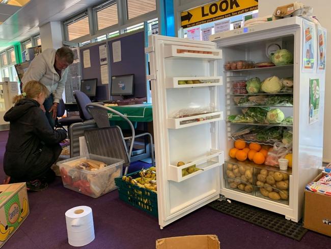 A fridge stocked with food for the people of Boscombe to use.