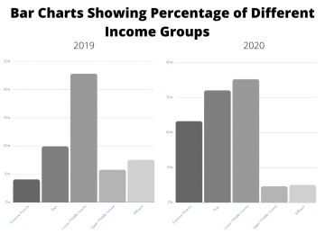 Picture of bar chart showing percentage of different income groups in 2019 and 2020