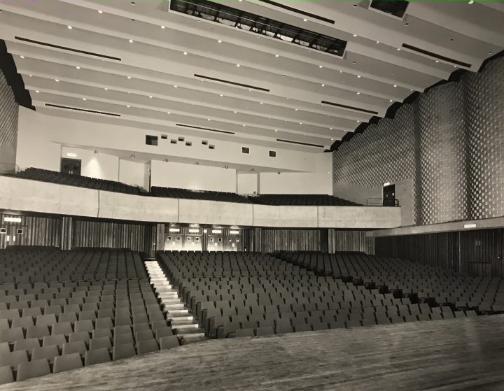 Photo of the seating arrangement of Wessex Hall, inside Poole Arts Centre.