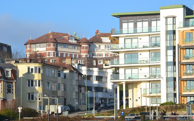 Photo of Boscombe houses and flats by sea front. George Farquhar