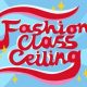 Logo Graphic "Fashion Class Ceiling" in red script with blue background and yellow star details
