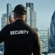 A security guard overlooking the London skyline