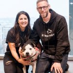 Street Vet co-founder Jade Statt with co-founder Joseph Coombes and dog.