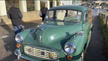 Green classic morris car