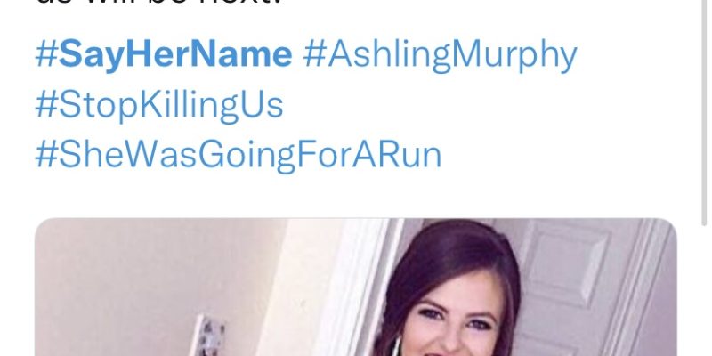 Twitter post with trending hashtags