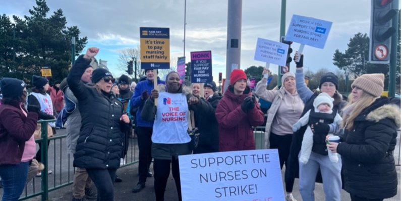 NHS strike at Bournemouth Royal Hospital.