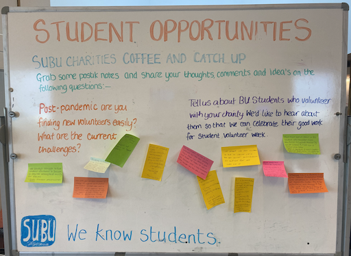 A whiteboard of student oppurtunities