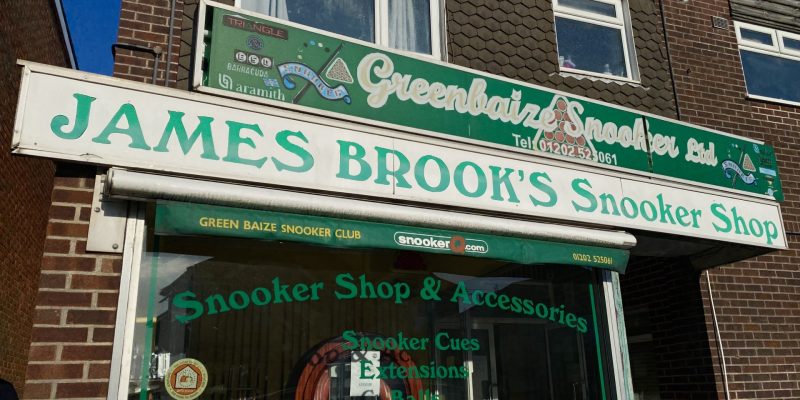 The exterior of Greenbaize Snooker Club and James Brooke's Snooker Shop