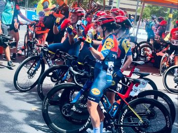 Lidl-Trek celebrate winning the Schwalbe classic in Australia.