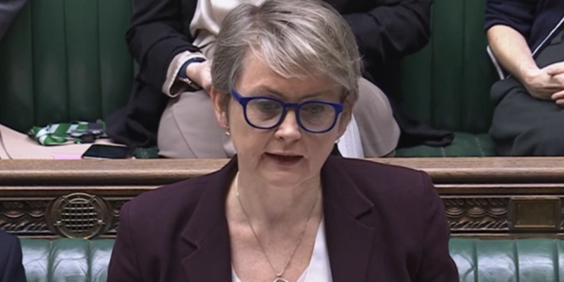 Home Secretary, Yvette Cooper, speaking in the House of Commons today, announcing her plans (Photo Credit: BBC News)