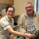 Specialist clinical therapist, Lucy Haynes, with trial participant, Ian Odd at the Royal Bournemouth Hospital from NHS Hospitals Dorset