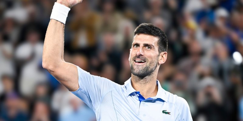 Novak Djokovic celebrates after Australian Open victory over Carlos Alcaraz