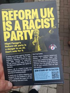 Protesters handed out Anti-Reform flyers.