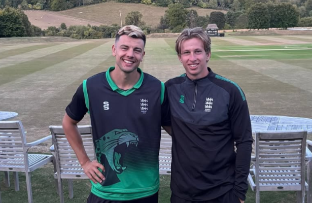 Brad Currie pictured in front of cricket pitch