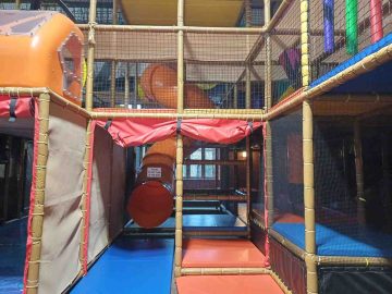 A close up look of the colourful soft play area at The Treehouse