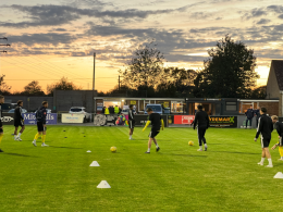 Bashley FC players warming up