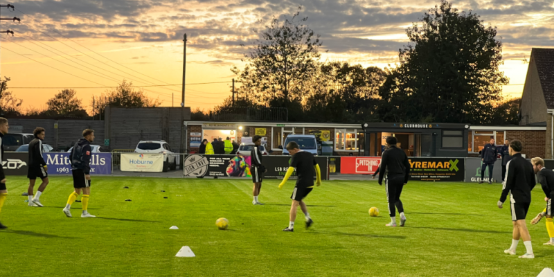 Bashley FC players warming up
