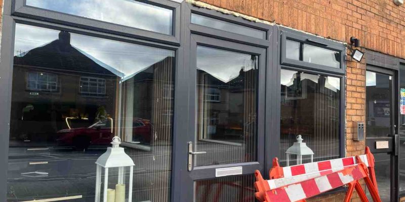 The new restaurants doors, which are set to be open, with construction equipment outside