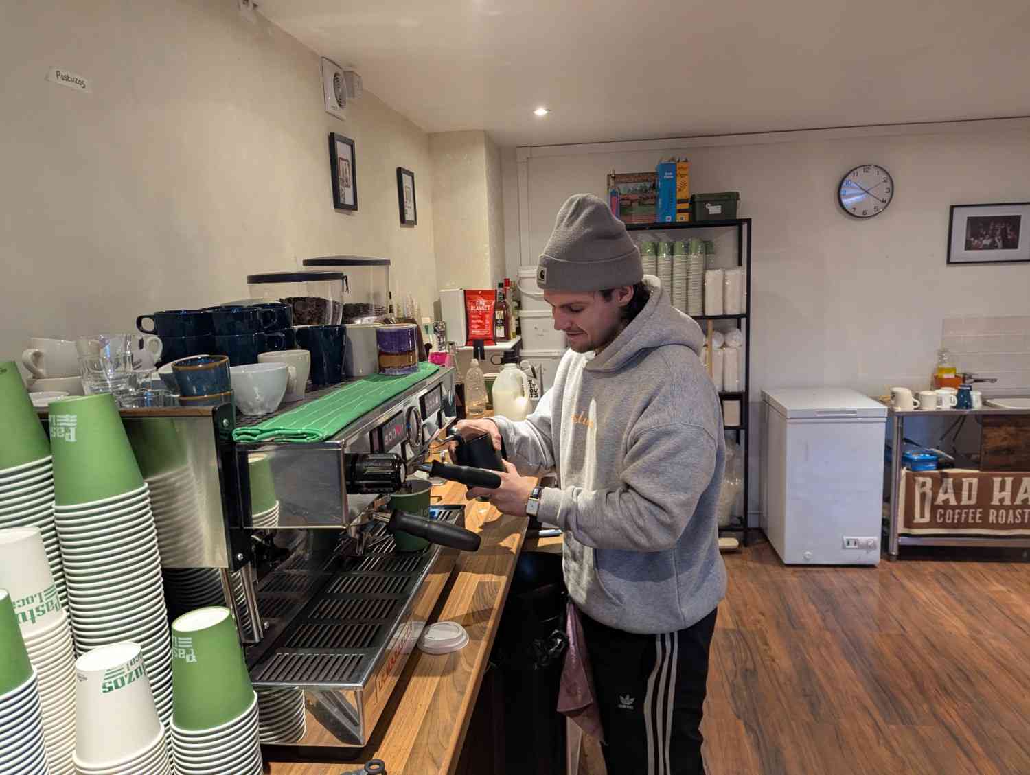 A man serving coffee