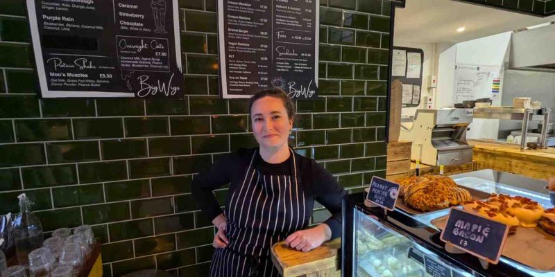 A woman in a coffee shop