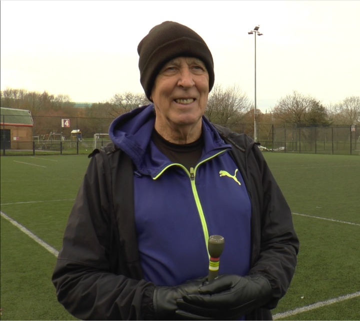 Chairman of Bournemouth Walking Football Club, Alan Sparks being interviewed