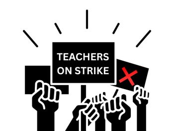 graphic showing a teachers strike
