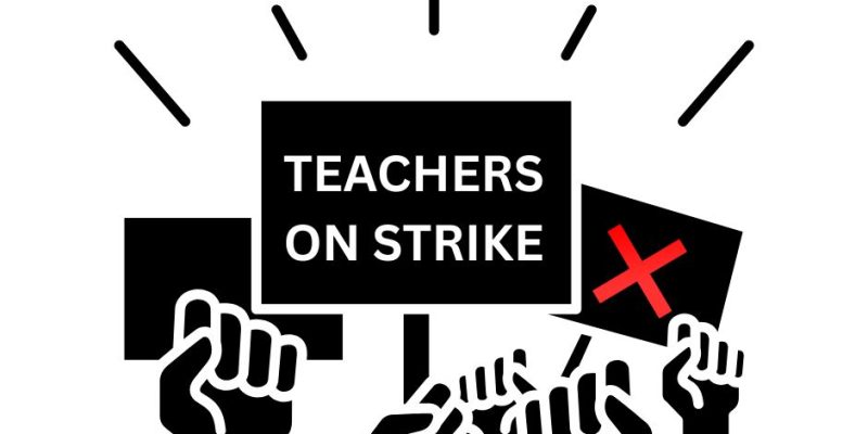 graphic showing a teachers strike