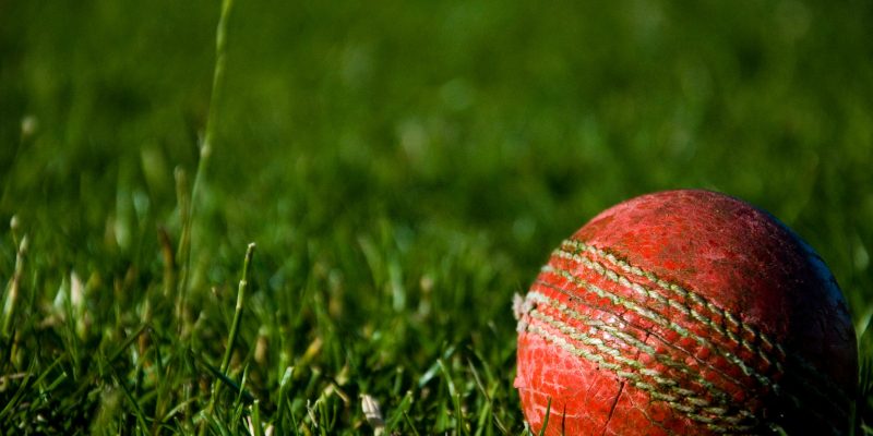 Cricket ball lying on the pitch