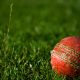 Cricket ball lying on the pitch