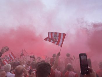 Southampton fans in red smoke
