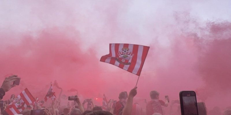 Southampton fans in red smoke