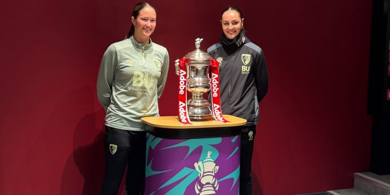 Georgia Wilson and Jenna Markham pose with WFA Cup Trophy.